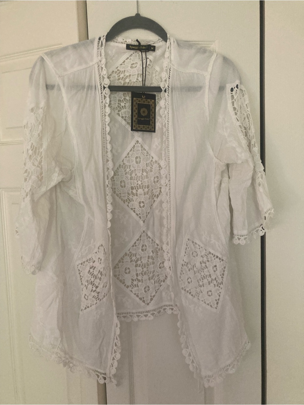 Boho Lace Open-Front Tunic - White